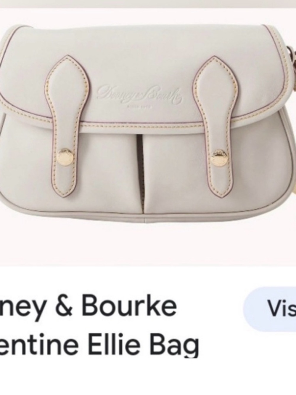 Dooney & Bourke Cream Leather Ellie Crossbody with Gold Accents